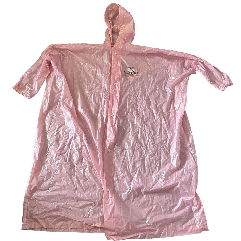 Vintage Hello Kitty Raincoat Rain Jacket 1999 Pink Adult Large With Bag
